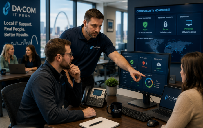 Local MSP technician providing managed IT services and cybersecurity support for a St. Louis business