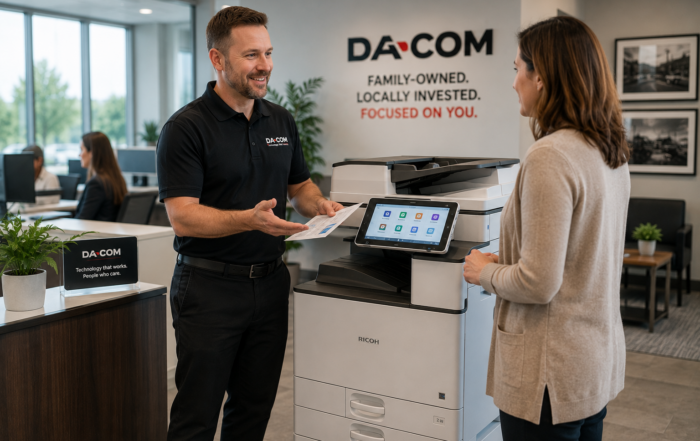 Family-owned copier company technician providing local copier service and support for a St. Louis business