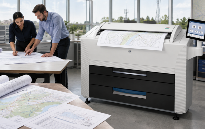Wide format printer for telecom teams printing fiber route maps, GIS layers, and network deployment plans